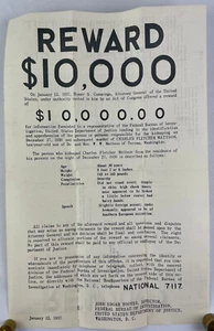Póster de recompensa vintage del FBI, 1937, Perp desconocido, secuestro/asesinato de niños Mattson - Imagen 1 de 4