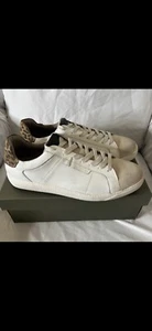Sneakers basse All Saints uomo invecchiate trasparenti pelle leopardata bianco taglia 13 - Foto 1 di 6