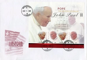 LIBERIA 2011 BEATIFICATION OF POPE JOHN PAUL II IMPERF SHEET ON FDC - Picture 1 of 1