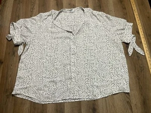 AVA VIV Shirt, Women's Plus 2X, Black Gold White, Short Sleeve, Button Up - Picture 1 of 11