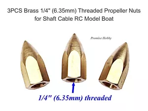3PCS 1/4" (6.35mm) Threaded Brass Prop Nut for 1 4" Shaft Cable RC Model Boat - Picture 1 of 2