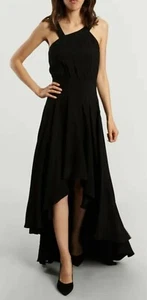 CACHAREL ASYMMETRIC MAXI DRESS DESIGNER COUTURE IN BLACK UK SIZE 10 RRP £394 - Picture 1 of 4