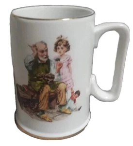 Set Of 6 Norman Rockwell 1986 Museum Collection Coffee Mugs Cups Gold Trim  - Picture 1 of 12