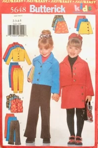Butterick Sewing Pattern 5648 | Childs Jacket Vest Top Pants | Sz 2 3 4 5 | NEW - Picture 1 of 2