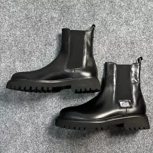NEU Cavalli Class Stiefel Herren 44 Schwarz Leder Slipper High Top Knöchel Chelsea - Bild 1 von 18