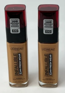 2X L'Oreal Infallible 24Hr Fresh Wear Foundation 510 Hazelnut Unsealed - Picture 1 of 2