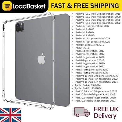 LOADBASKET Clear Case For iPad 10th 9th 8th 7th 6th 5th 4th 3rd 2nd Generation Pro Air Mini