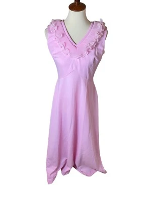 Vestido Formal Deadstock Nuevo Con Etiquetas Vintage Años 70 Rosa Con Escote Con Cuentas. Talla 14 Foto 1 de 4