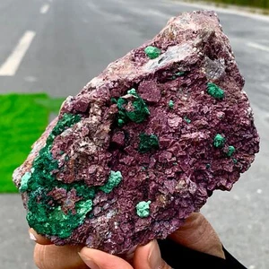 627GNatural Pink Cobalto Calcite with Malachite Crystal Gemstone Rare Mineral - Picture 1 of 22