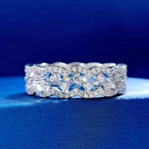 Women's Solid 925 Sterling Silver Two Rings Set Silk Lace Style Ring R207 - Picture 1 of 7