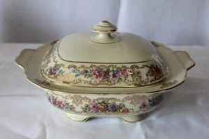 Thomas Ivory Rosedale Germany Square Covered Vegtable Bowl VINTAGE - Picture 1 of 6