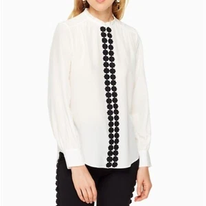 KATE SPADE Floral Lace Trim Silk Shirt Size S - Picture 1 of 9