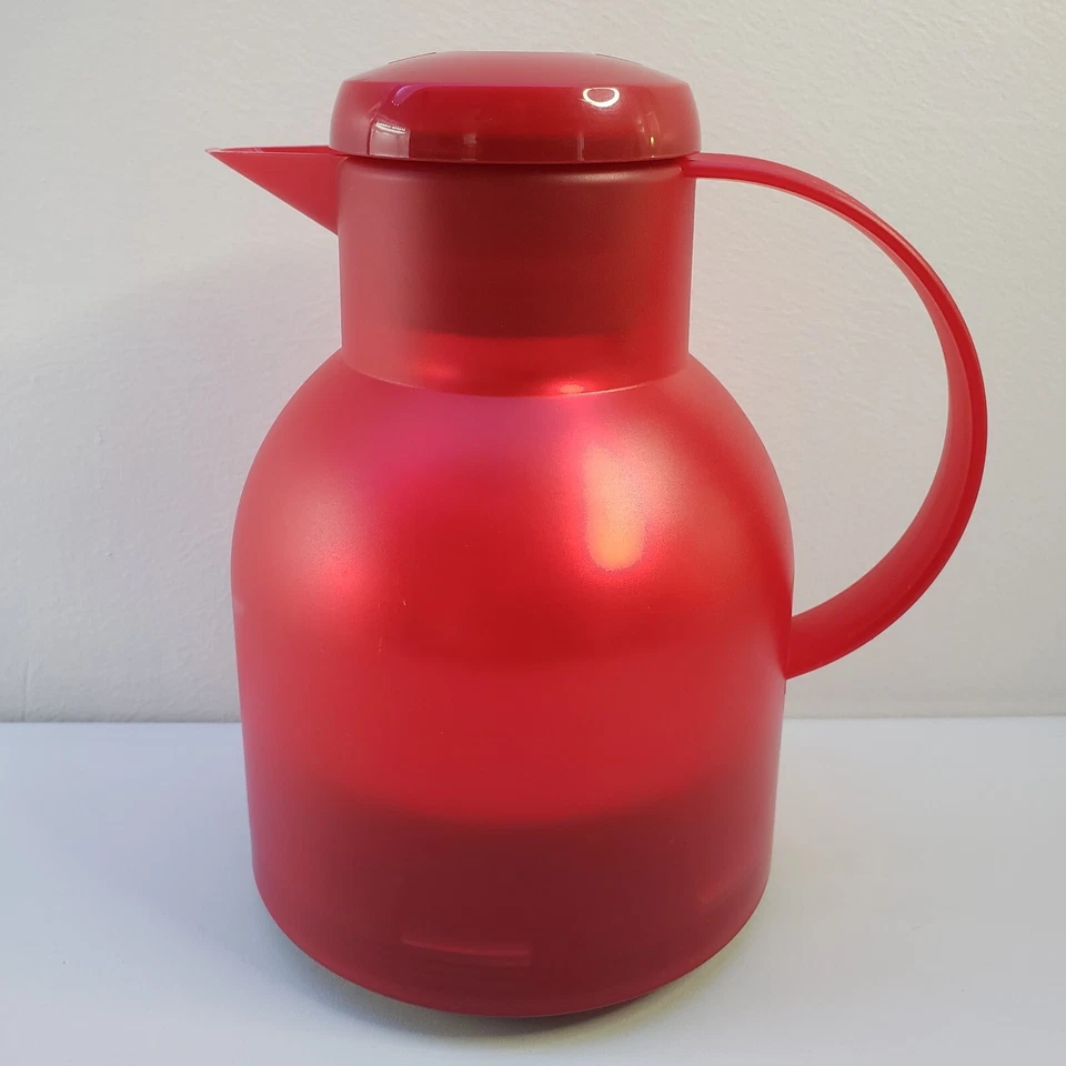 Emsa Samba Black Quick Press Vacuum Insulated 33.8 oz Pitcher Carafe Red Germany - Image 1 of 4