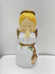 Christmas Angel Praying Holiday Time 11” Blow Mold Table Top Lights Up Gold Wing - Picture 1 of 2
