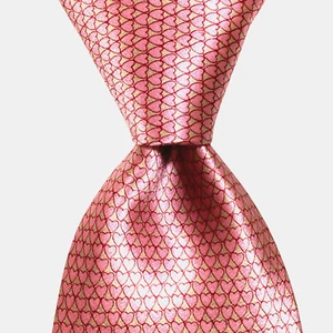 IKE BEHAR London Men's 100% Silk Necktie USA Designer HEARTS Pink/Tan NWD $95 - Picture 1 of 3