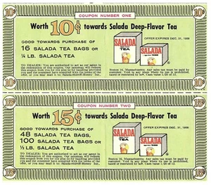 1958 Salada Deep Flavor Tea Store Vtg Coupon Grocery 10 15 Cents Off Original - Picture 1 of 2