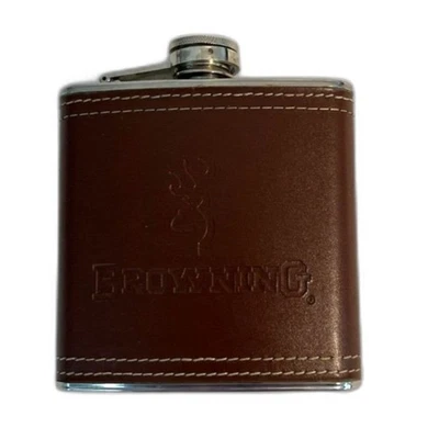 Frasco de licor Browning de cuero y acero inoxidable 6 OZ Foto 1 de 4