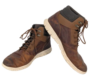 Timberland Mens Defender Boots Size 10.5 Brown Leather Waterproof - Picture 1 of 11