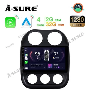 10.1" Apple CarPlay Android 14 Autoradio Für Jeep Compass 2010-16 GPS Navi WIFI - Bild 1 von 15