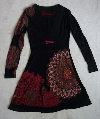 Desigual robe noire imprimé psychédélique Noël fêtes soirée S - Photo 1/4
