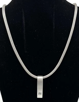 925/-Sterlingsilber Kette mit Anhänger, simulierter Diamant, 45 cm lang. - Bild 1 von 2