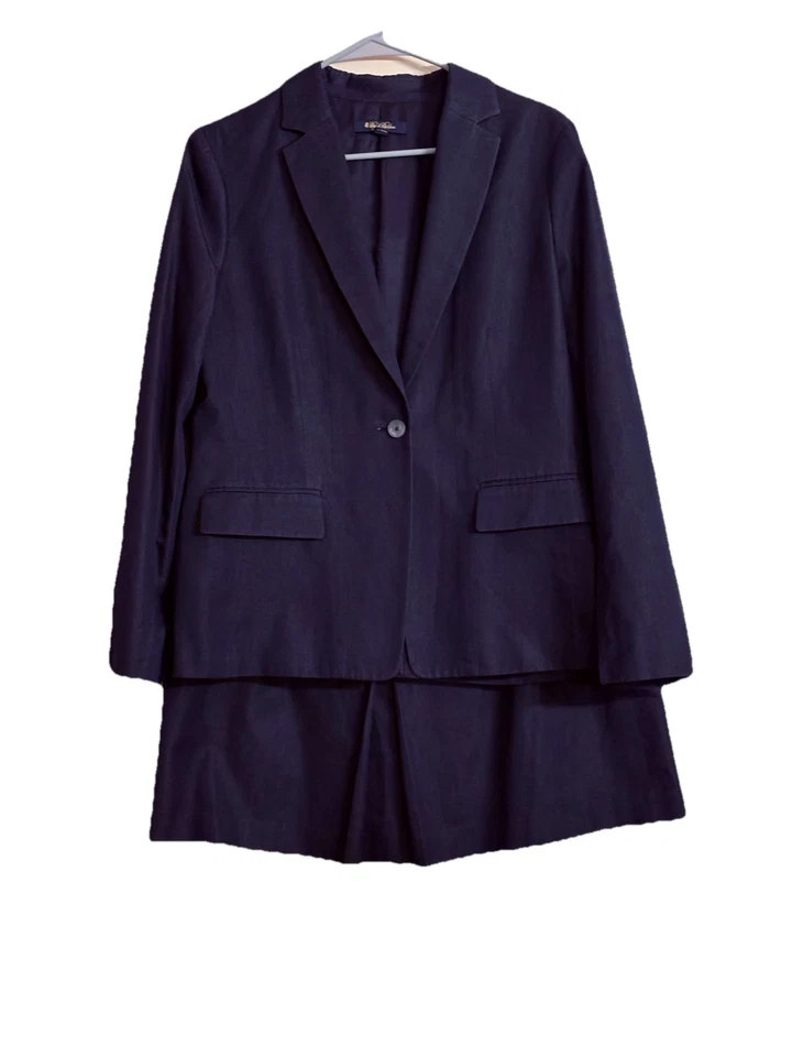 Женский блейзер Brooks Brothers из 100% хлопка 12 и юбка 14 костюм темно-синий рабочий - Изображение 1 из 4