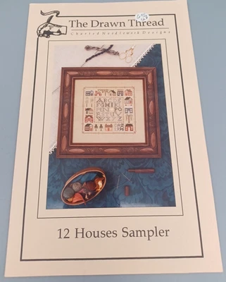 The Drawn Thread 12 HOUSES SAMPLER Counted Cross Stitch Pattern w charm - Image 1 of 3