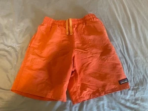 Boys Patagonia Swim Suit Shorts Size Medium 22-24 X 7 Orange Mesh Lined EUC - Picture 1 of 5