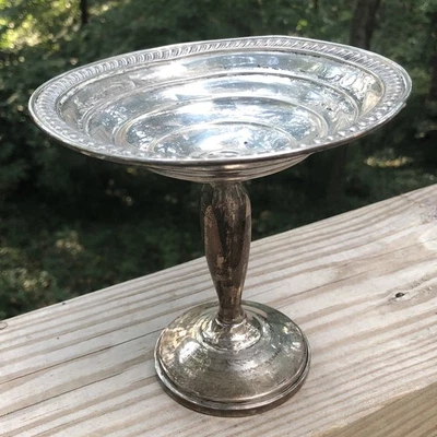 Plato de caramelo de compota con pedestal reforzado con peso de plata de ley 170 5,24 pulgadas Foto 1 de 4