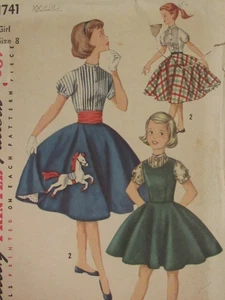 VTG 56 SIMPLICITY 1741 Girls Jumper Blouse Circle Skirt & Cummerbund PATTERN 8 - Picture 1 of 4