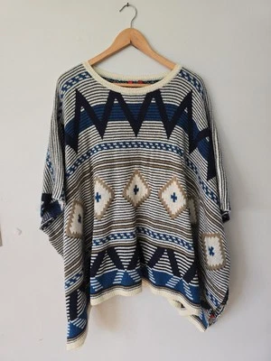 Poncho Suéter Saks Fifth Avenue 5/48 Unisex Tejido Azteca Cubierta Talla Única Foto 1 de 4