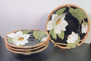 "4 cuencos de sopa Artimino Magnolia Charm pintados a mano de loza esmaltada cupé 8,25""" - Imagen 1 de 12