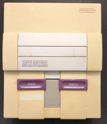 Super Nintendo SNES Video Game Console Only SNS-001 Grey Tested Working Yellowed - Image 1 of 4