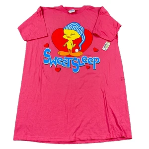 Pigiama vintage Looney Tunes camicia OSFA camicia da notte anni 90 tweety uccellino cuore - Foto 1 di 13