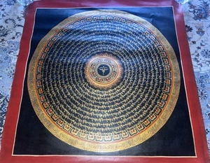 Vintage Rare handpainted Tibetan Buddha mandala Thangka Oil painting Om yoga 06 - Picture 1 of 6