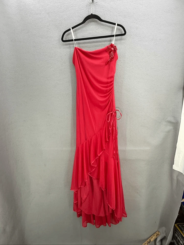 Vintage Jodi Kristopher Womens Hot Pink Strapless Ruffle Hem Formal Dress Large - Image 1 of 4