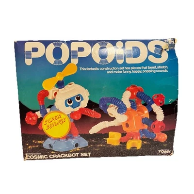 Vintage 1984 Tomy Popoids - Cosmic Crackbot Set W/ 50+ Pieces & Original Box Foto 1 de 4