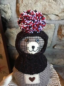 Handgestrickte schwarze funkelnde große Bommel Sturmhaube kleine Hunde, kleine Mops usw. - Bild 1 von 12