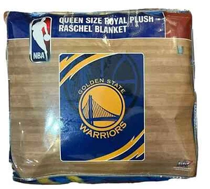 NBA Golden State Warriors Queen Size Raschel Plush Blanket 76"x94" - Picture 1 of 3