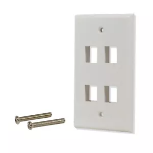 25 Pack Lot 4 port Hole Keystone Jack Wall Plate Smooth Surface White - Picture 1 of 3