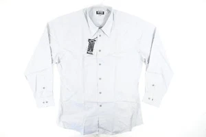 ALFANI FITTED SILVER GRAY LARGE 16 32-33 BUTTON FRONT SHIRT MENS NWT NEW - Picture 1 of 8