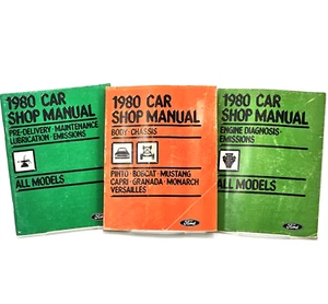 3 Ford OEM 1980 Car Shop Manuals: Body Chassis,Pre-Delivery Lubrication, Engine - Bild 1 von 9