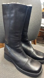 new LA CANADIENNE Cap Toe Shearling Winter Boots Black Leather size 7 Ret. $525 - Picture 1 of 5