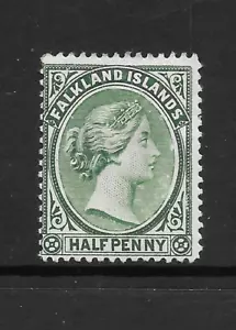 FALKLANDINSELN SCOTT 9 MH FEIN - 1892 1/2p GRÜNE AUSGABE - QUEEN VICTORIA - Bild 1 von 2