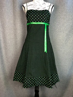 Vestido vintage negro verde lunares pulso para mujer M Foto 1 de 4
