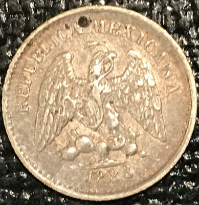 XF DETALLES 1888 MoM MÉXICO PLATA 5 CENTAVOS-OBV TALADRO AGUJERO INICIADO-NOV343 Foto 1 de 2