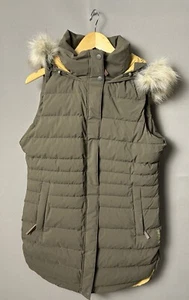 prAna Down Puffer Vest Shiroma Bomber Women’s SZ Small Olive Winter Outdoors - Picture 1 of 15