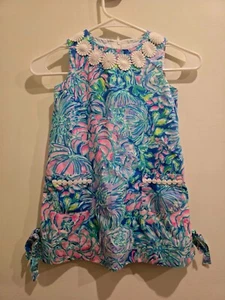 LILLY PULITZER Girls Kids size 5 Classic Shift Dress In Full Bloom Embroidered - Picture 1 of 2