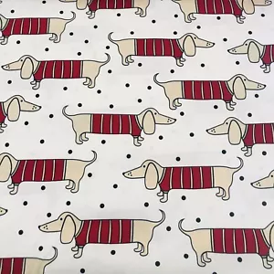 DACHSHUND DOGS ~ DRILL Fabric ~ Sold By FQ 45cm x 55cm ~ BN ~ 100% Cotton ~ BN - Picture 1 of 11