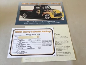 Danbury Mint 1953 Chevrolet Custom Pickup Title Paperwork Only 1:24 - Picture 1 of 12